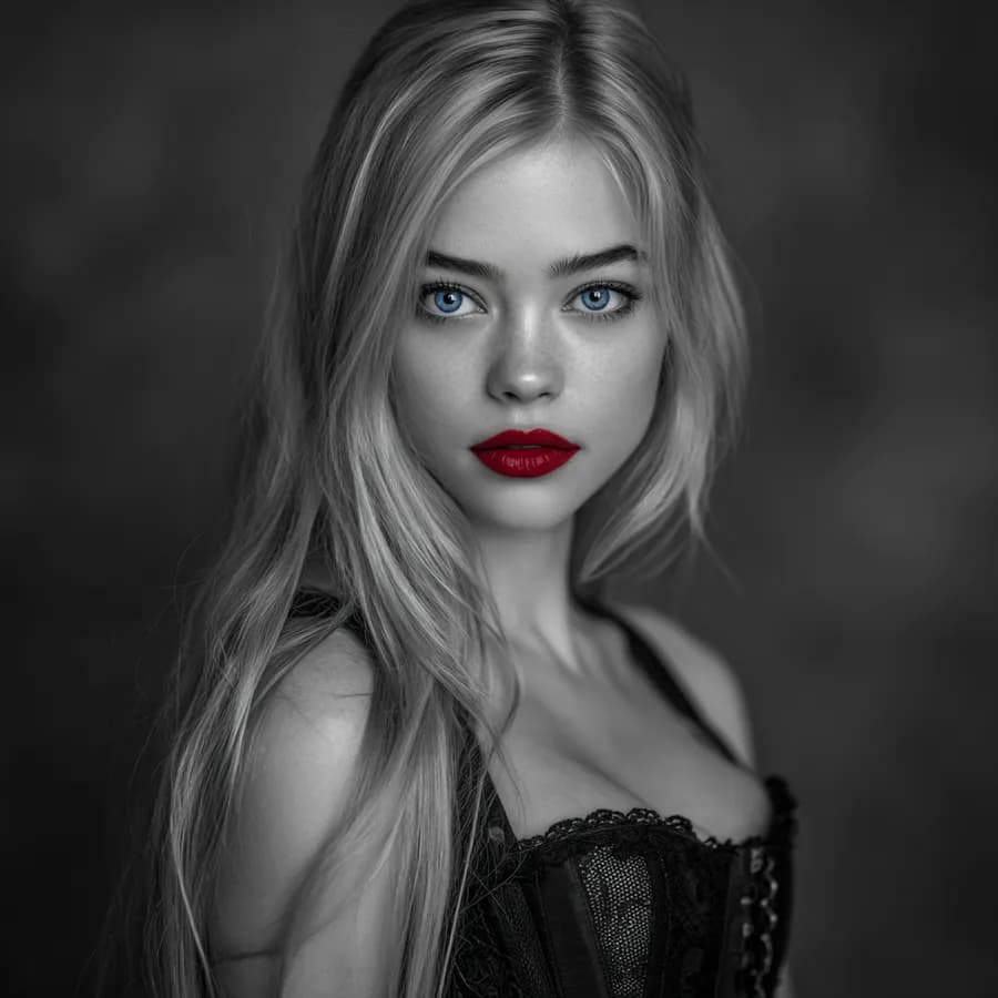 Hyper-real portrait with a single colour accent